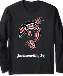 Native American Jacksonville Florida Red Orca Killer Whale Long Sleeve T-Shirt