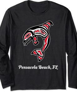 Native American Pensacola Beach FL Red Orca Killer Whale Long Sleeve T-Shirt