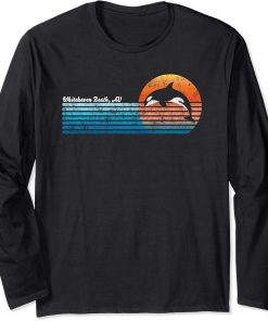 Vintage Whitehaven Beach, Retro 80s Orca Sunset Long Sleeve T-Shirt